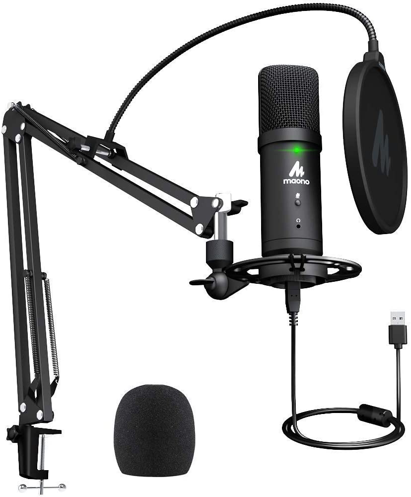 USB Microphone 192KHz/24Bit Zero Latency Monitoring MAONO AU-PM401 USB Computer Condenser Cardioid Mic with Mute Button for Podcasting, Gaming, YouTube, Streaming, Recording Music